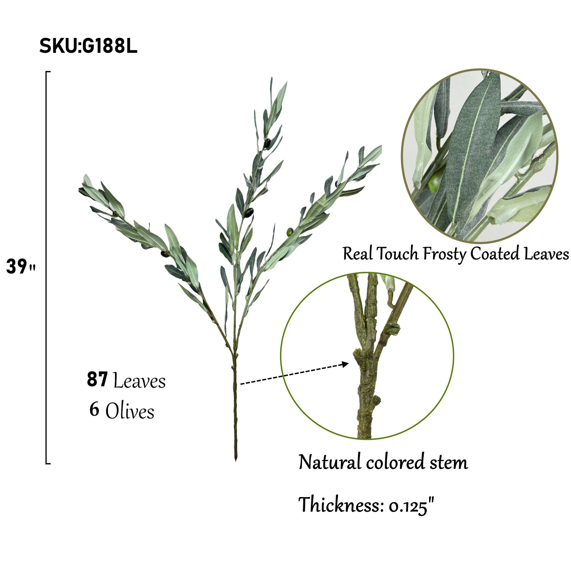 Angel Isabella - Vendita all'ingrosso Piante artificiali - Spray di Frutti e Foglie di Ramo d'Olivo di Qualità Premium - Verde Gelido4
