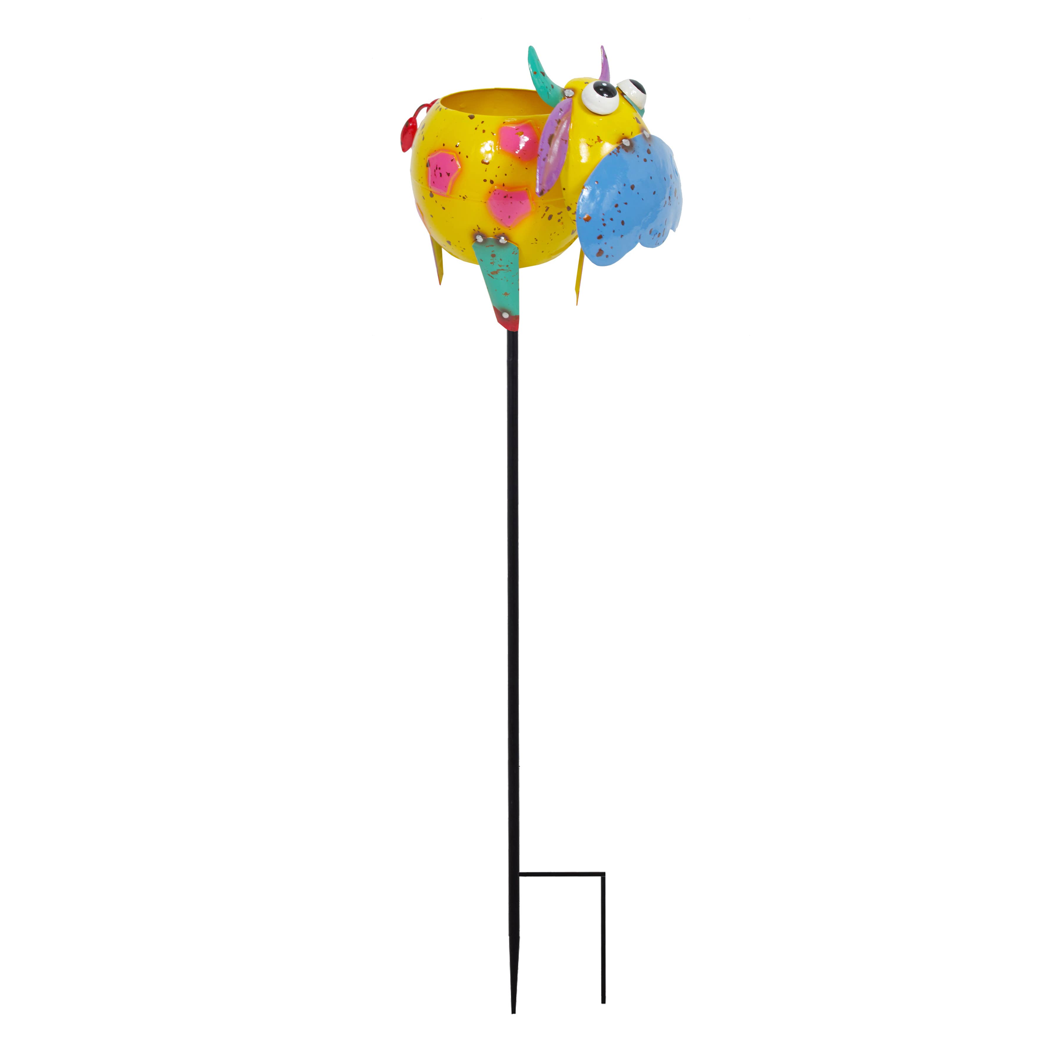 Continental Art Center - Wholesale Plant Pot - Painted and Enameled Mini Cow Planter Stake0
