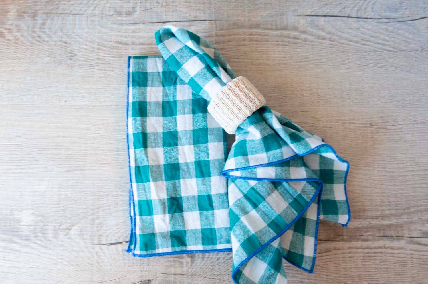 West Coast Handmade - Wholesale Dinner & Cloth Napkin - 100% Lightweight Indian Cotton - Teal Gingham Cloth Napkins