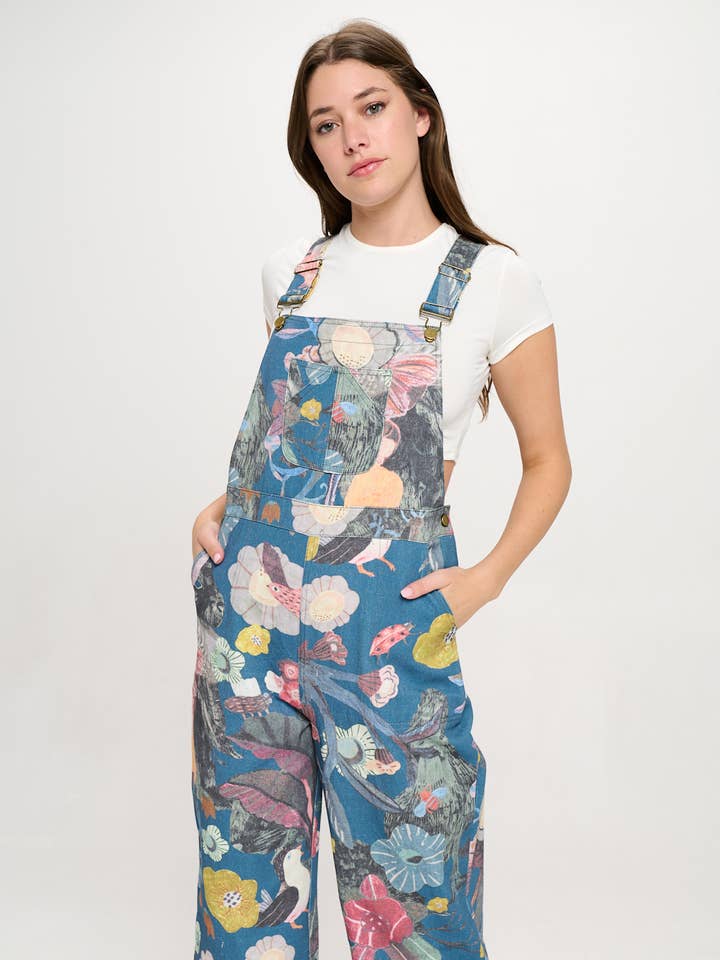 BOTANICAL FLORAL PRINT OVERALL NAVY and other Purchase Wholesale print overalls. Free Returns & Net 60 Terms on Faire trending on Faire.