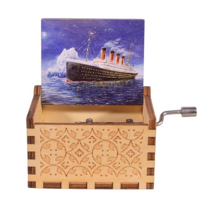 Caixa de Música de Manivela de Madeira NAVIO por atacado de giftland