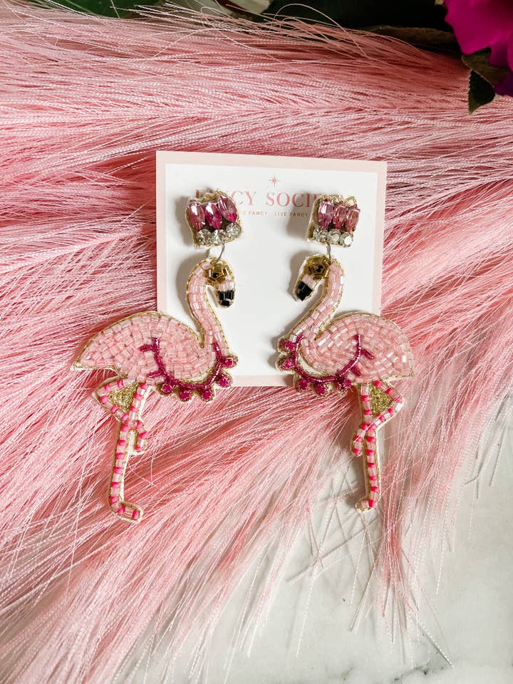 Boucles d'oreilles Fancy Flamingo pour la vente par Fancy Society