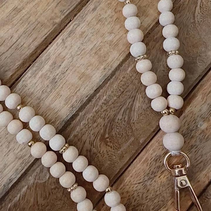 Modern Marlowe - Wholesale Lanyard - Women's - Alice Wood Bead LanyardÂ