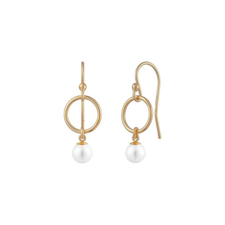 Open Circle Pearl Drop Earrings for wholesale by Something Silver