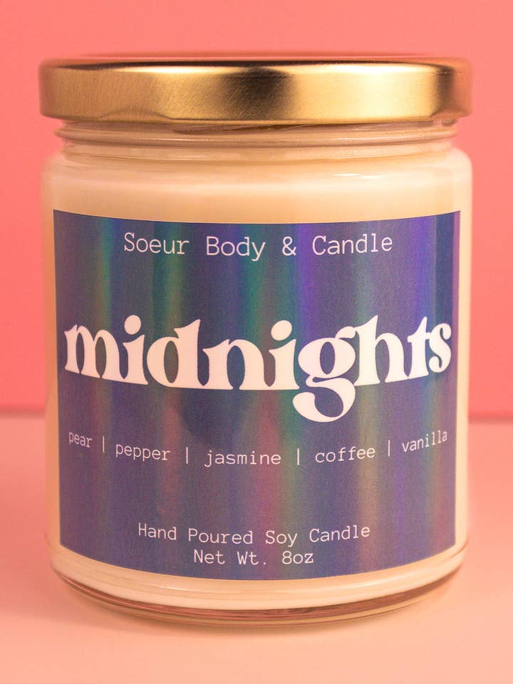 Candela di soia Midnights per la vendita all'ingrosso da parte di Soeur Body and Candle