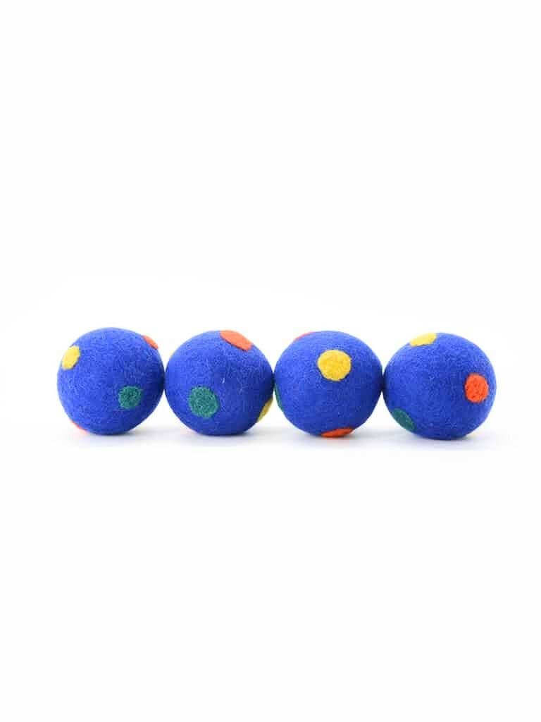 Woollyfelt - Wholesale Pet Toy - Cat/Dog - Blue Wool Felt Dot Balls0