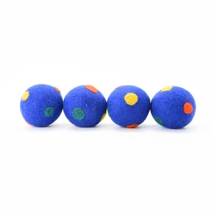 Woollyfelt - Wholesale Pet Toy - Cat/Dog - Blue Wool Felt Dot Balls0