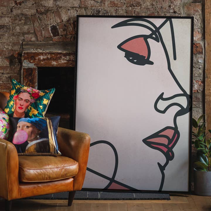 Face Close Up Line Art Watercolour Print for wholesale by Ink & Drop