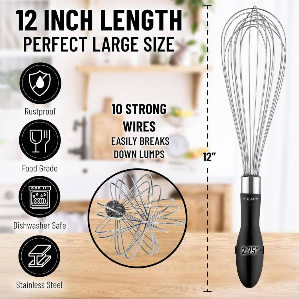 Zulay Kitchen – wholesale Visp – Ballong rostfritt stål visp med mjukt silikon handtag2