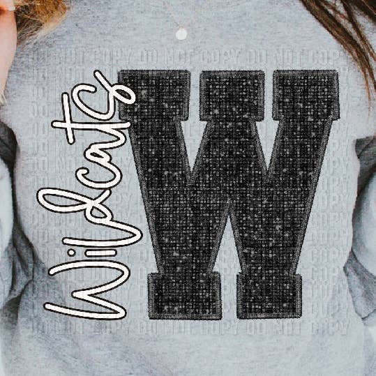 Transfert DTF Black Bling Wildcats pour la vente par K and M Designs