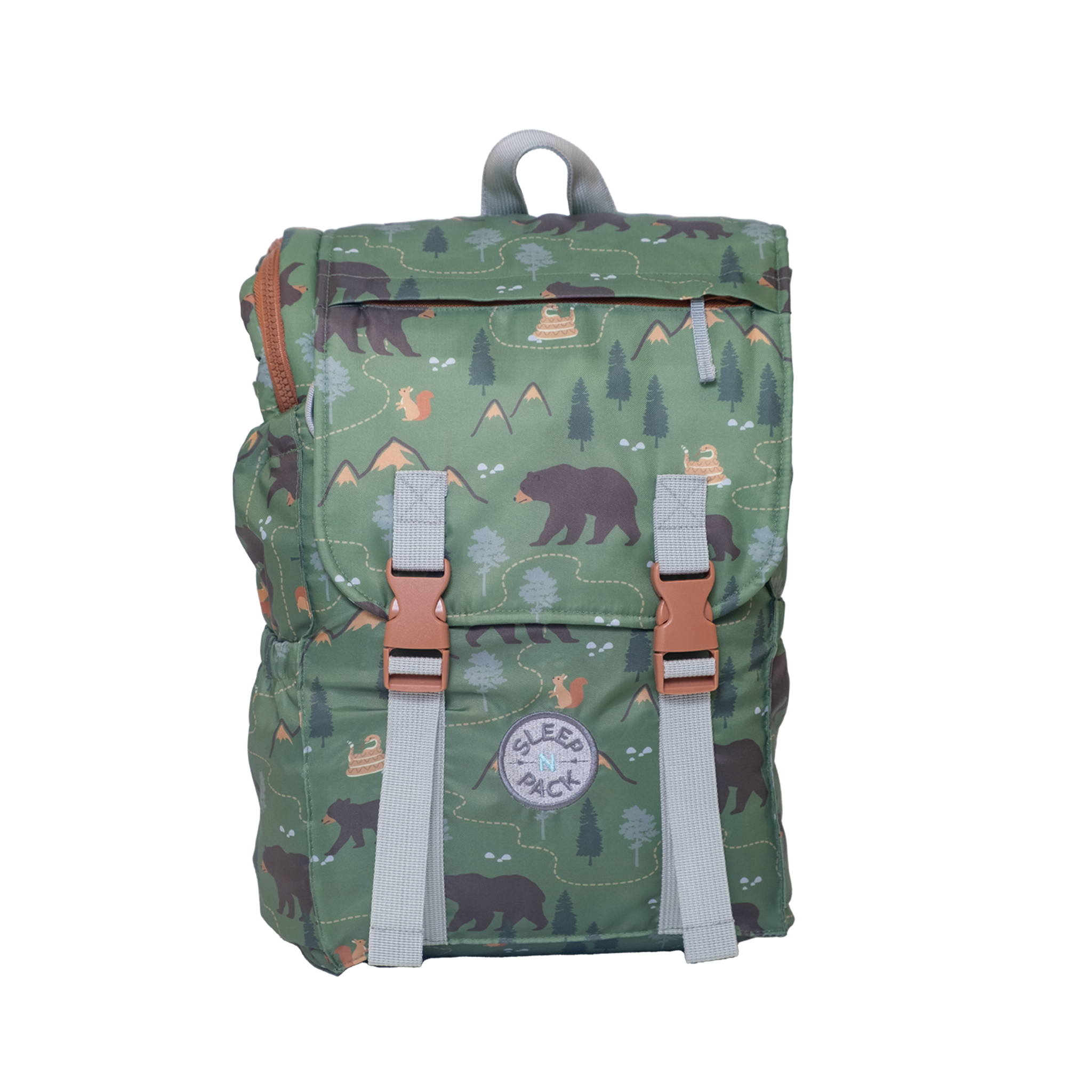 Mimish - Vendita all'ingrosso Zaino - Bambini - Sleep-N-Pack™ – Taglia per Bambini Piccoli | Amici Stampati: Sentiero degli Orsi da Campeggio1