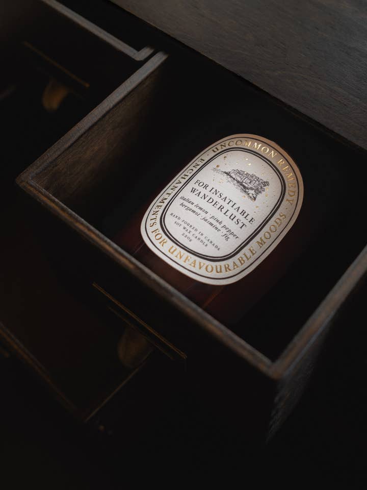 For Insatiable Wanderlust, 220g Soy Wax Candle for wholesale by Uncommon Remedy
