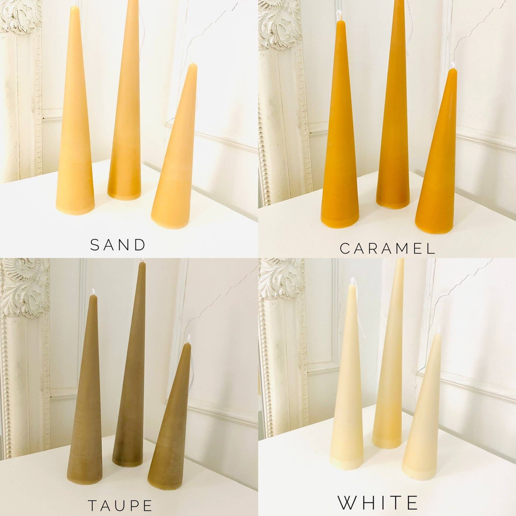 Maple + Love - Wholesale Tapered Candle/Candlestick - Neutrals Slim Cone Taper Beeswax Candle6