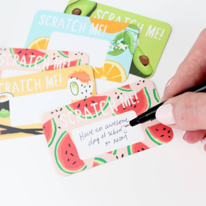 Inklings Paperie - Wholesale Stationery/Notecard Set - Scratch-off Lunchbox Notes - Foodie3