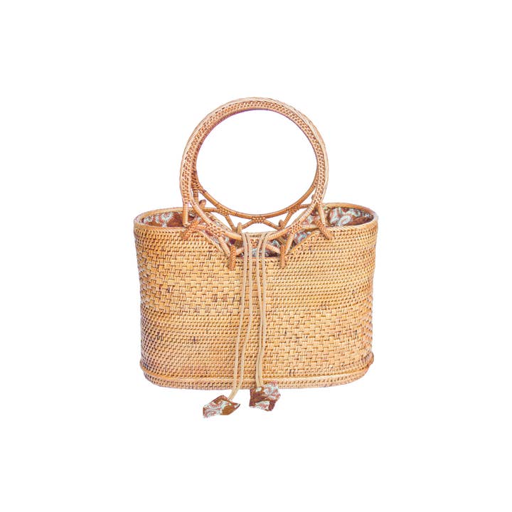 Rattan Top Handle Basket Bag for wholesale by The Artisan and Company