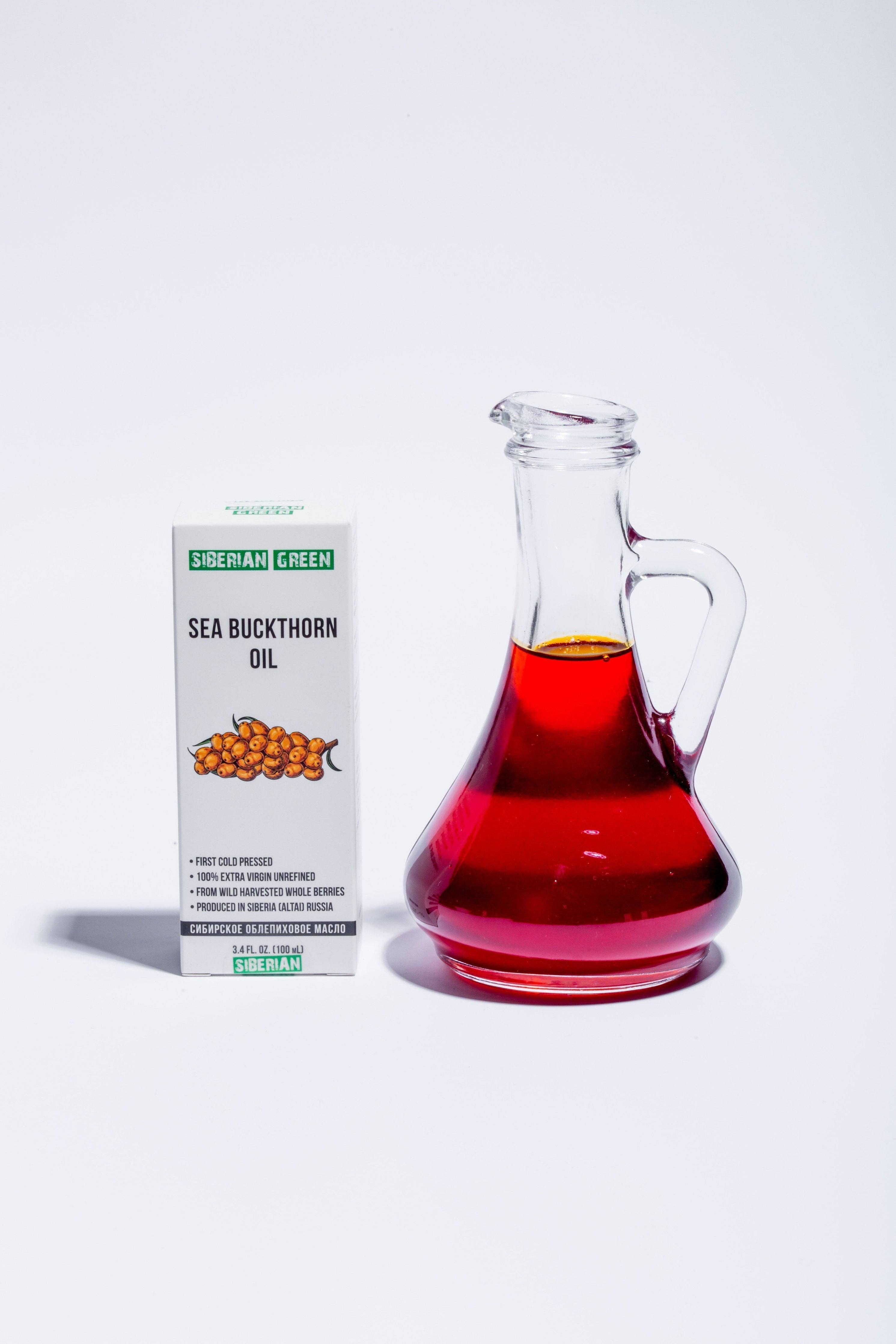 SiberianGreen – wholesale Bad- och kroppsolja – Sibiriska havtornsfrön och bärolja | 100% naturlig extra jungfru kallpressad 100 ml/3,4 fl oz | Premium karotenoider6