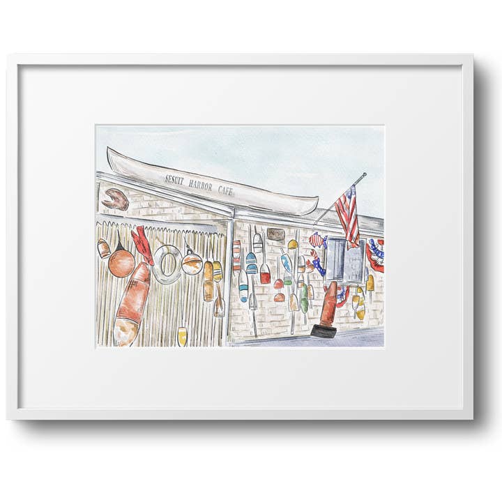 Sesuit Harbor Cafe Cape Cod New England Art print - 8x10in for wholesale by WonderfullyWrittenCo