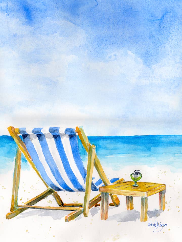"The Weather is Here" (tropical beach art print) for wholesale by davidkjonesart