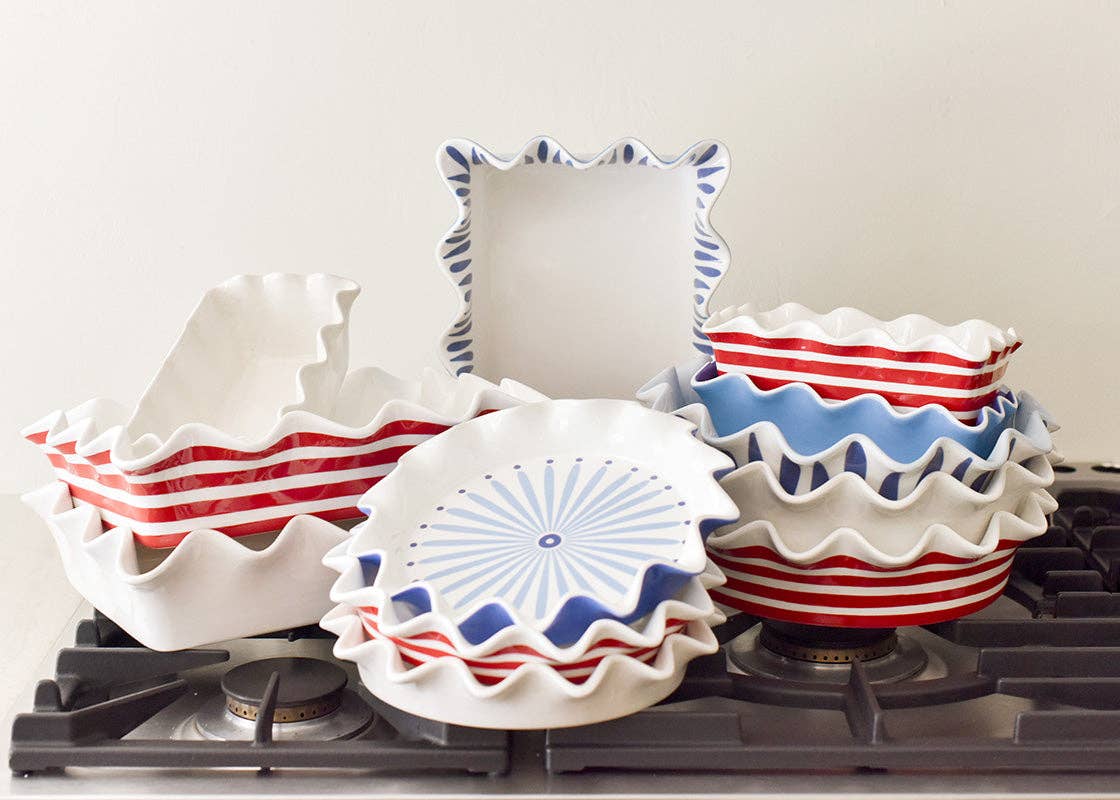 Coton Colors - Wholesale Baking Dish - Red Stripe 13 Ruffle Casserole3