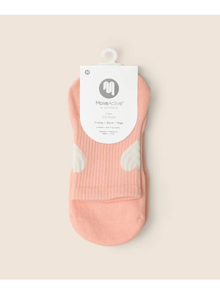 MoveActive - Wholesale Socks - Women's - Crew Non Slip Grip Socks - Strawberry Heart4
