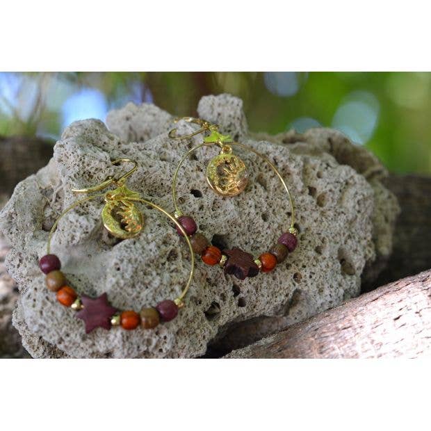 Sangha gold plated earrings for wholesale by Essenciel