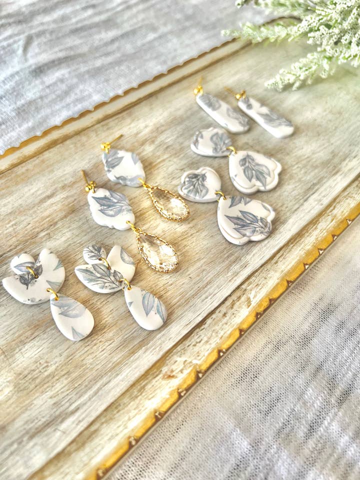 Leaf Clay Earrings, Botanical Earrings, Leaf Earrings for wholesale by SeizeTheClayJewelry