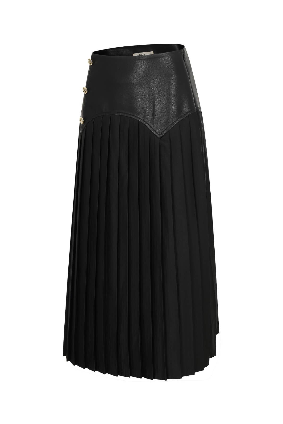 RIVIR - Wholesale Skirt - Women's - Faux Leather Pleated Midi Skirt1
