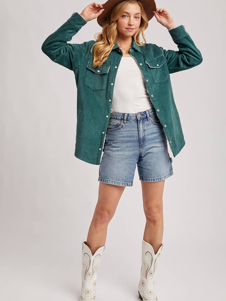 Bluivy - Wholesale Shirt Jacket/Shacket - Women's - CORDUROY SHERPA-LINED JACKET49