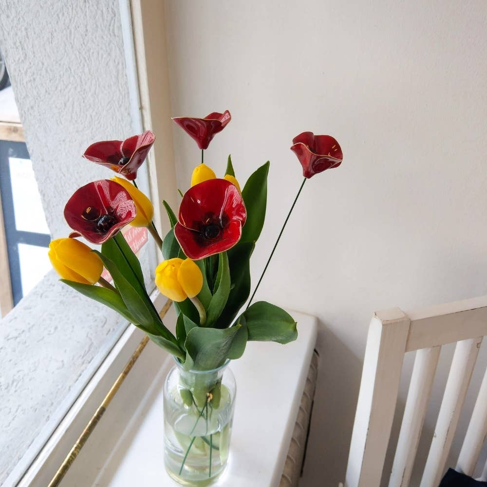 NaturoTheke – Großhandel Künstliche Blumen – Mohnblume ⌀ ca. 5cm, 39cm Stiel4