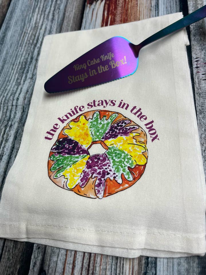 "King Cake Law" Flour Sack Tea Towel for wholesale by Bling Dat