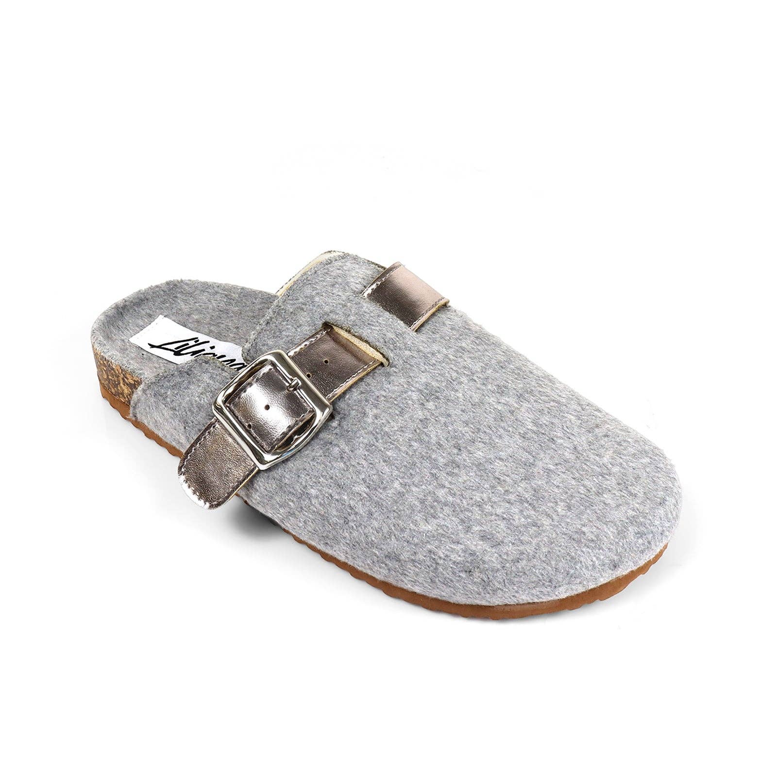 CAMILE-3 FUR BOSTON SOFT FOOTBED CLOGS GREY FELT for wholesale on Faire0