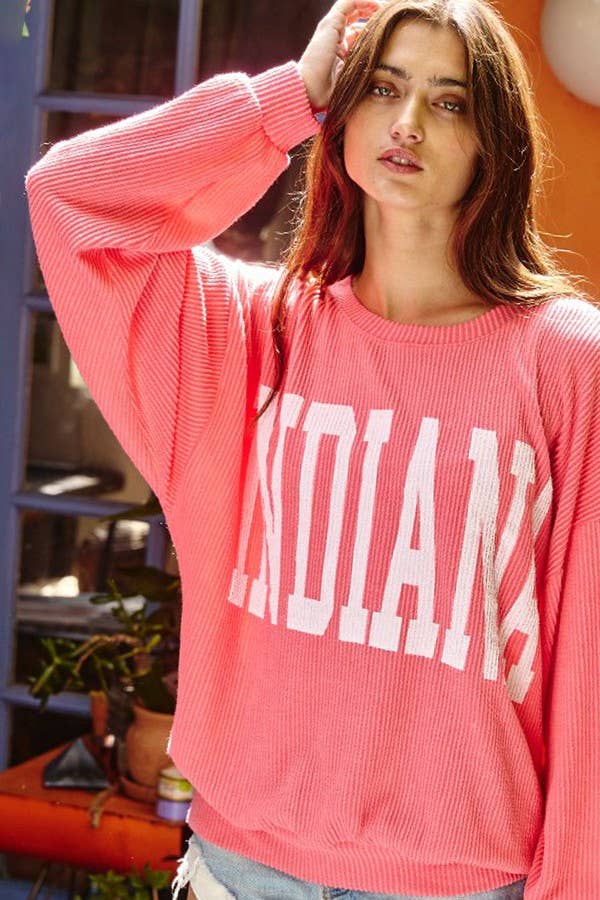 BUCKETLIST INC - Wholesale Graphic Sweatshirt - Women's - T1770I -'INDIANA' Comfy Oversize Graphic Sweatshirt, Gameday10