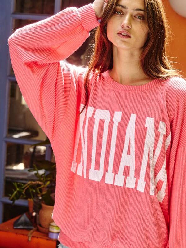 BUCKETLIST INC - Wholesale Graphic Sweatshirt - Women's - T1770I -'INDIANA' Comfy Oversize Graphic Sweatshirt, Gameday10