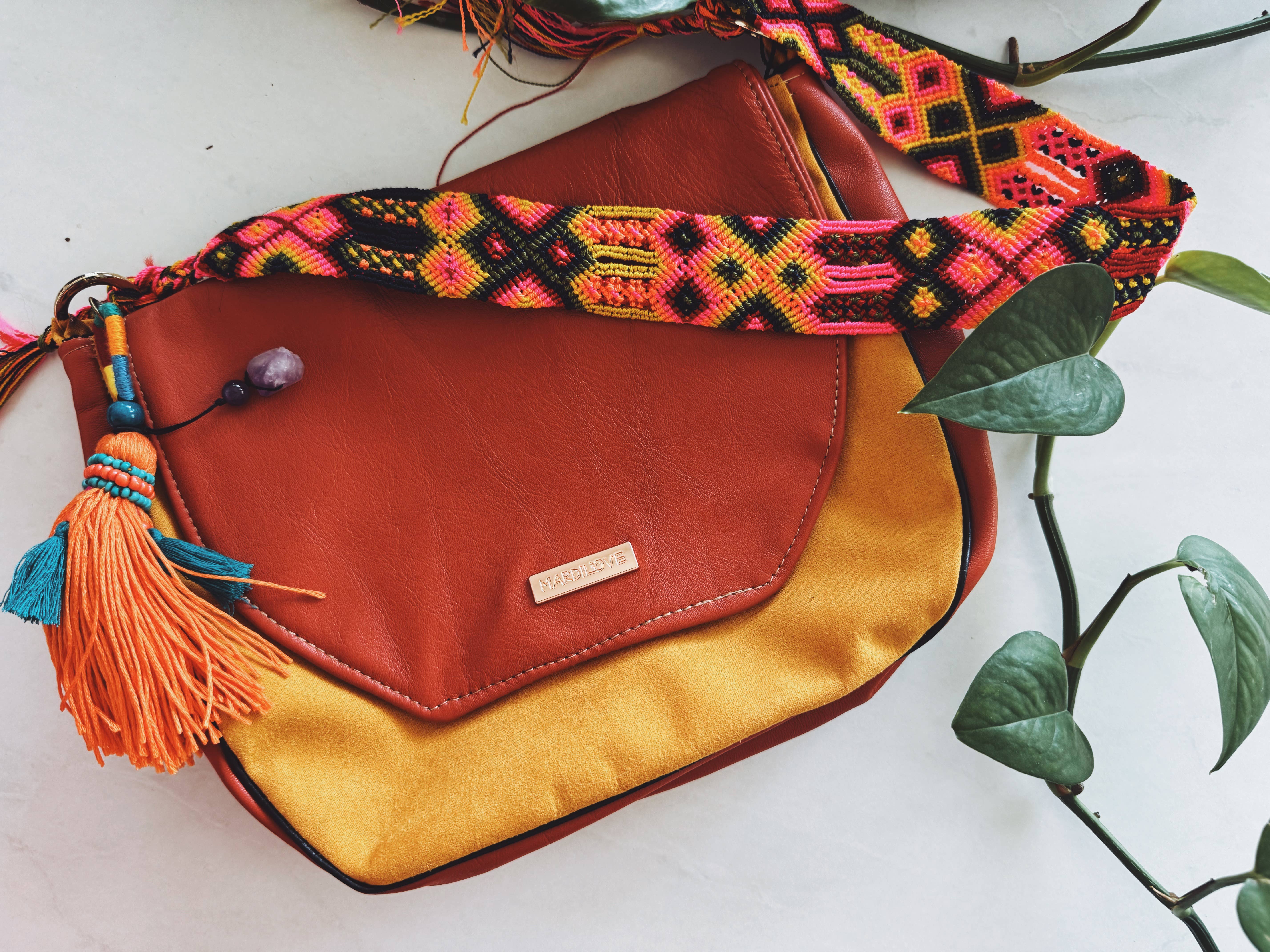 Pura Vida - Wholesale Crossbody Bag - Women's - Leather Mexican Colorful purse 8x10 in | clutch purse 1