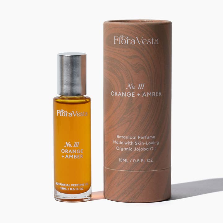 Orange & Amber Natural Perfume Oil Roll-on / Mood Boosting for wholesale by Flora Vesta