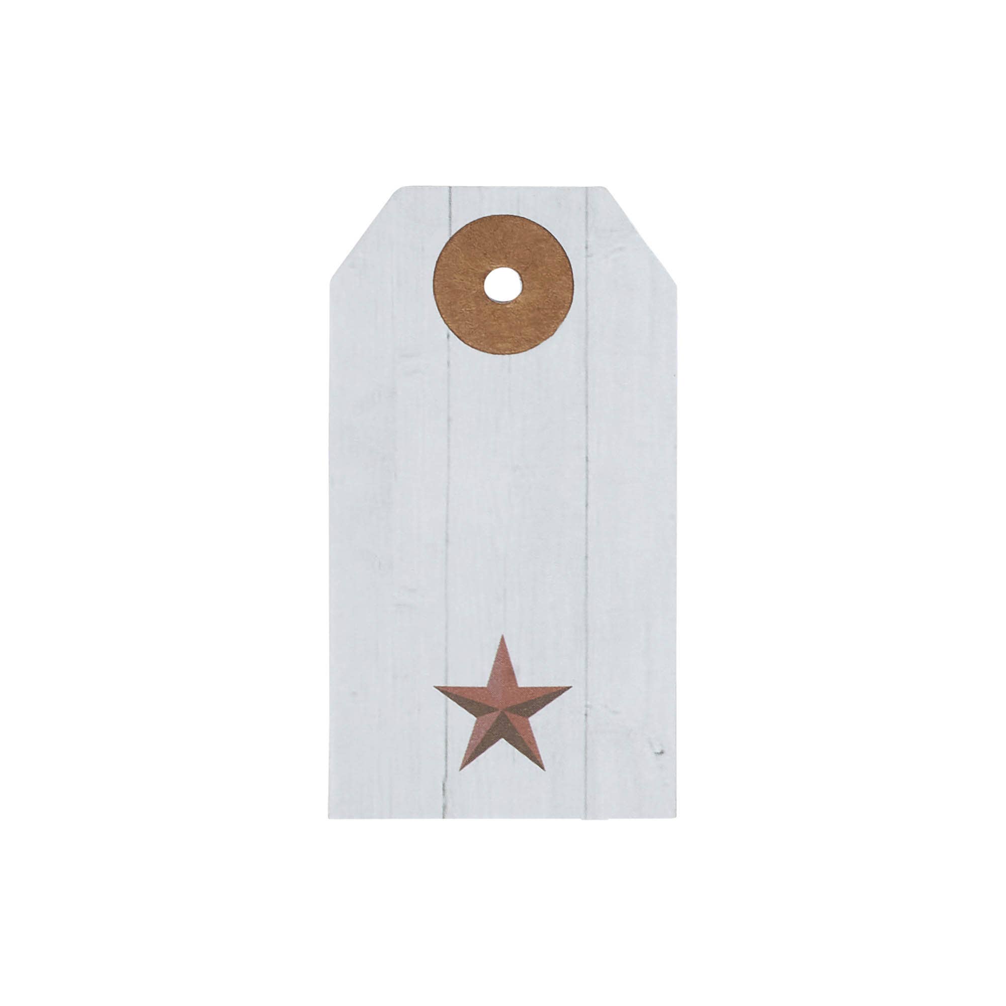VHC Brands - Wholesale Gift Tag Label - Faceted Barn Star Barnwood Paper Tag Barn Red 2.75x1.5 w/ Twine Set of 501