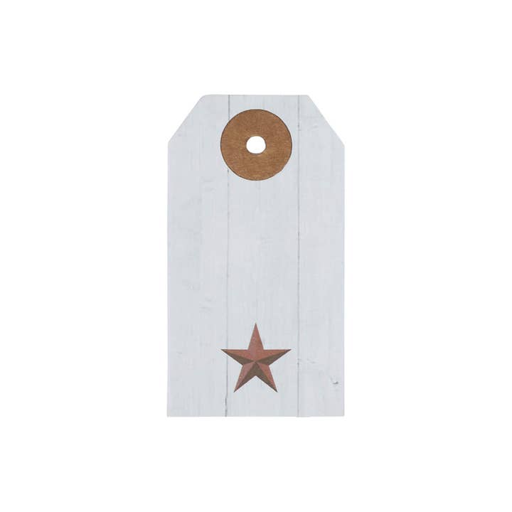 VHC Brands - Wholesale Gift Tag Label - Faceted Barn Star Barnwood Paper Tag Barn Red 2.75x1.5 w/ Twine Set of 501