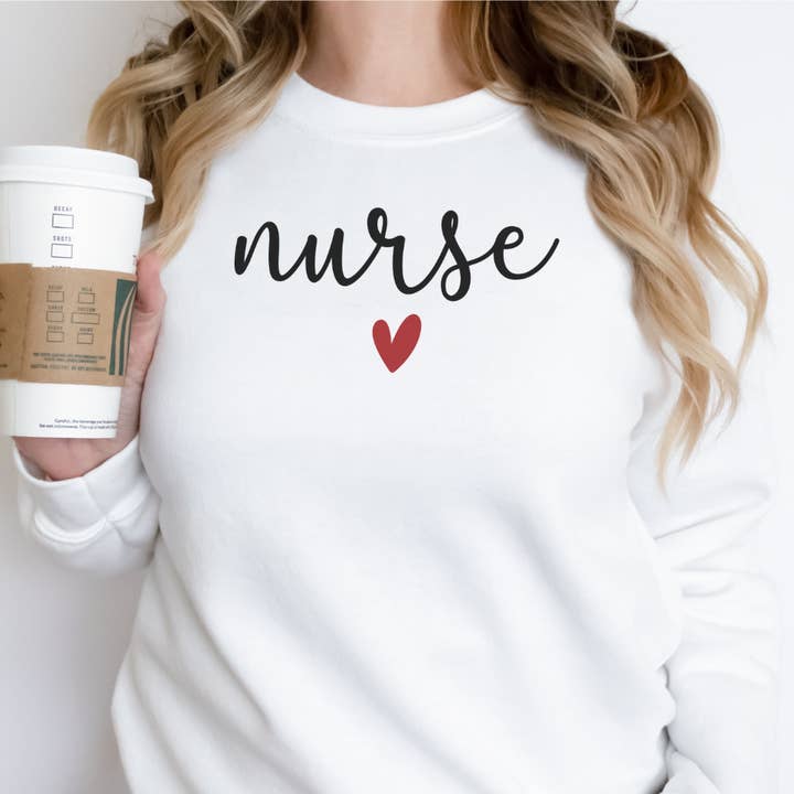 Nurse Heart Graphic Crewneck, Gift For Nurses for wholesale by Cutesey Tee's