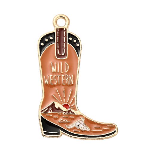 The Charm Bar Company – wholesale Individual charm/pendant – Gold Wild West Boot Charm0