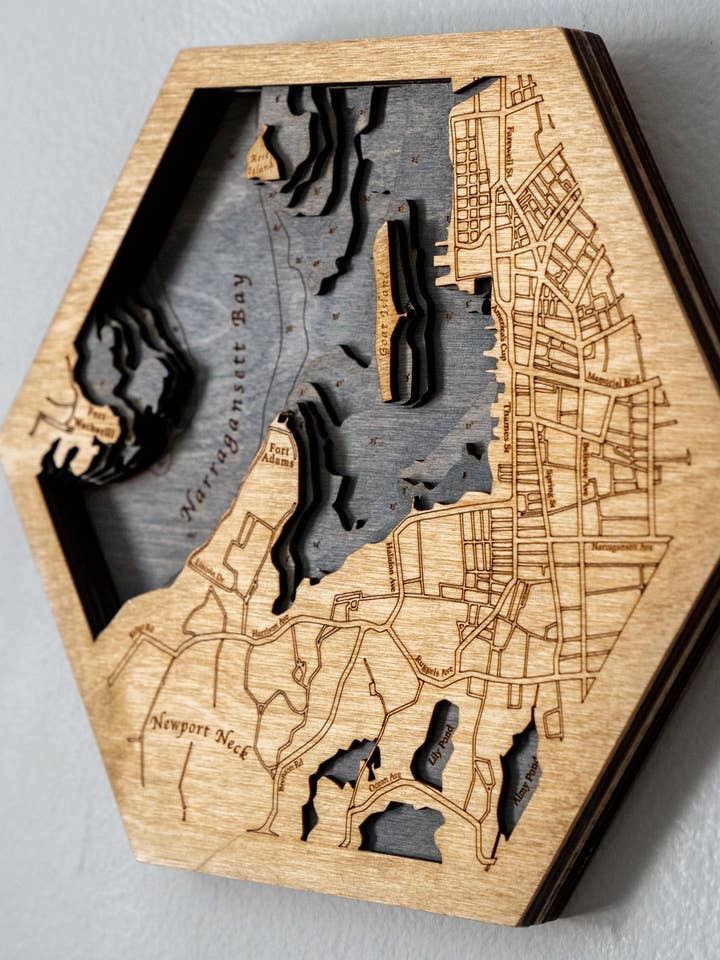 Newport Harbor | Hexágono 3D para venta al por mayor de Coastal Carve Engravings