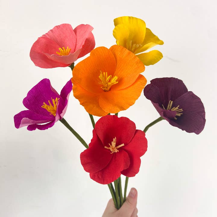 Papercraft Miracles LLC - Wholesale Artificial Flowers - California Poppy Crepe Paper Flower1