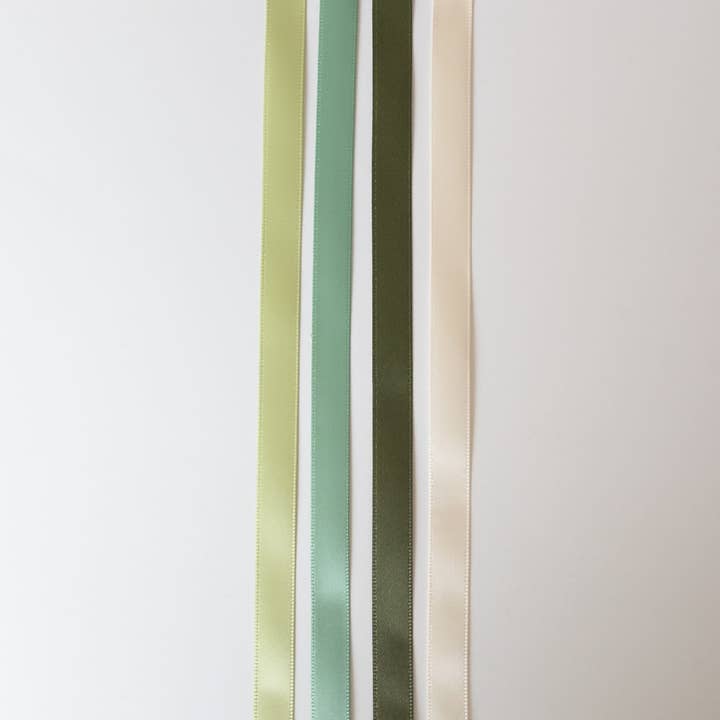 Giftora Wholesale - Wholesale Ribbon - Gift Wrapping - Green Satin Ribbon Set - 4 Rolls 1