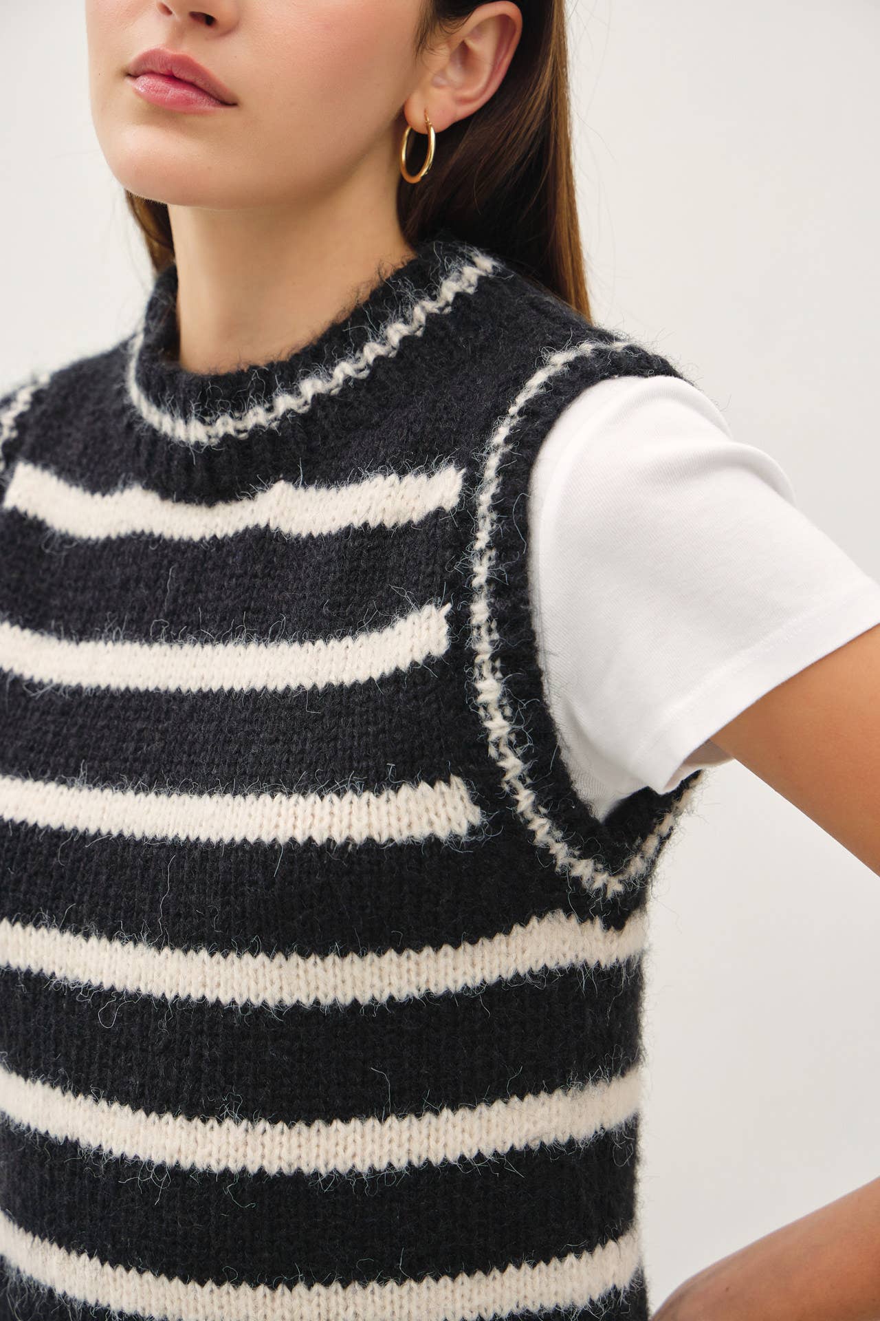 Be Cool - Vente Pull sans manches – femme - GILET EN LAINE MÉLANGÉE À RAYURES4