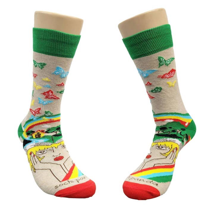 A Book Lovers Dream Sock with Butterflies from the Sock Panda for wholesale by Sock Panda