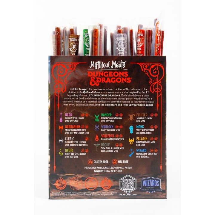 Mythical Meats - Wholesale Retailer Display - Food & Drink - 12 Flavor DUNGEONS & DRAGONS® Starter Pack - 144 Sticks Per Display