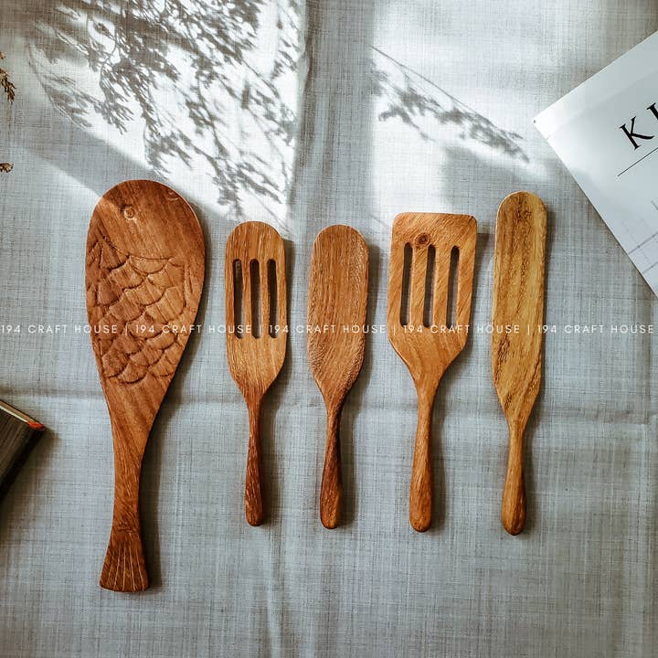 194 Craft House - Wholesale Kitchen Spoon - Handcarved Wooden Rice Spoon - Rice Paddle - Wooden Spatula4