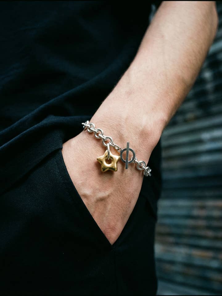 Urania Axis Toggle Bracelet with Star Charm - Gold / Silver for wholesale by Lawless