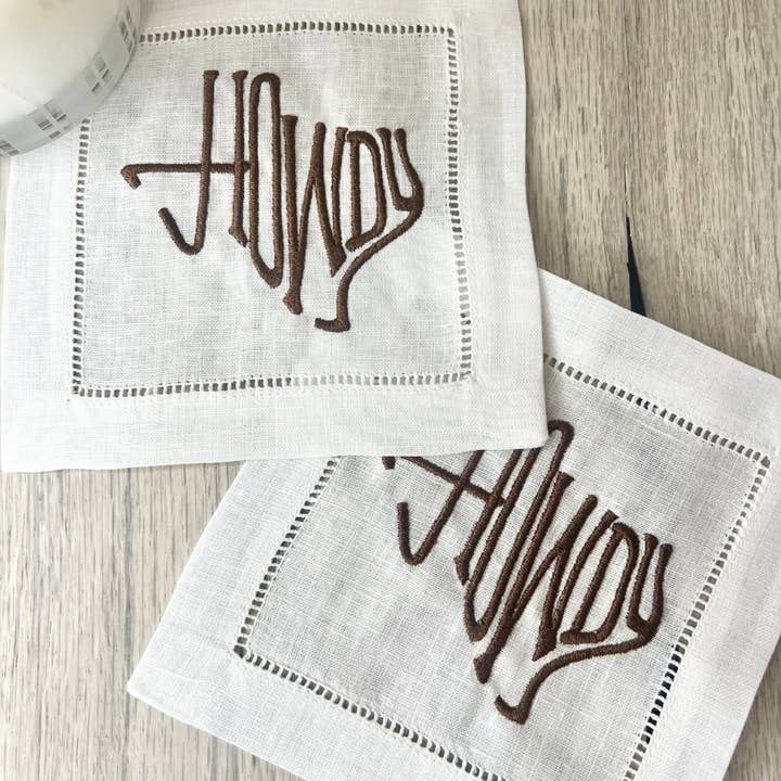 Howdy TX Cocktail Napkin Set for wholesale by Remington Piper Designs
