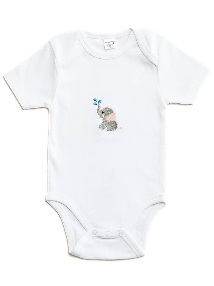 Onesie (Korte Mouw), Gekamd Katoen, Geborduurd voor wholesale door Jacaranda Living
