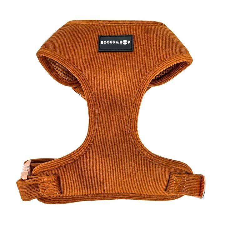 Adjustable Corduroy Dog Harness - Rust for wholesale by Boogs & Boop
